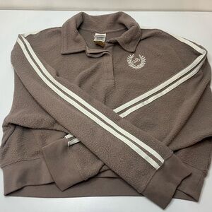PINK Victoria's Secret Brown Sweatshirt with White Stripes